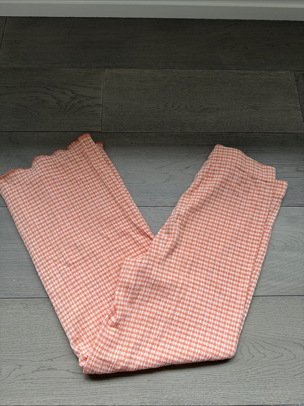 Wilfred Peach Gingham Wide Leg Pants